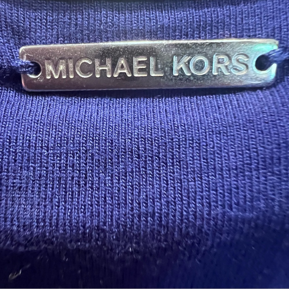 Michael Kors Dark Azurite  Sleeveless Tank Top with Silver Trim - Picture 7 of 8